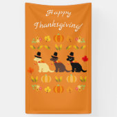 Happy Thanksgiving Labrador Silhouette Sinaasappel Spandoek (Verticaal)