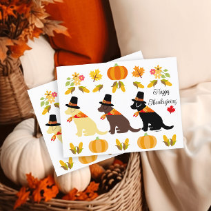 Happy Thanksgiving Labrador Silhouette White Briefkaart