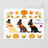 Happy Thanksgiving Labrador Silhouette White Briefkaart (Voorkant)