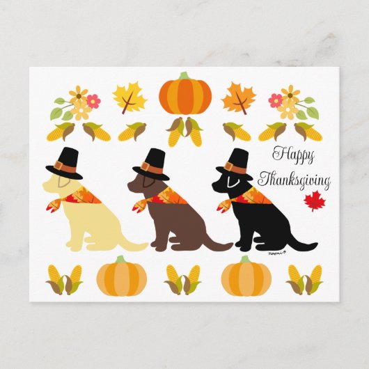 Happy Thanksgiving Labrador Silhouette White Briefkaart (Voorkant)