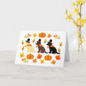 Happy Thanksgiving Labrador Silhouette White Kaart (Gele Bloem)
