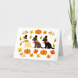 Happy Thanksgiving Labrador Silhouette White Kaart