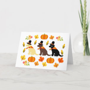 Happy Thanksgiving Labrador Silhouette White Kaart
