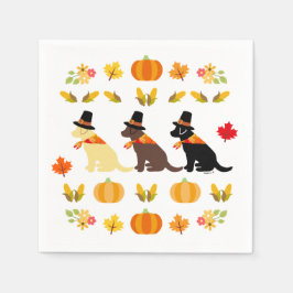 Happy Thanksgiving Labrador Silhouette White Servet