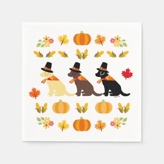 Happy Thanksgiving Labrador Silhouette White Servet (Voorkant)
