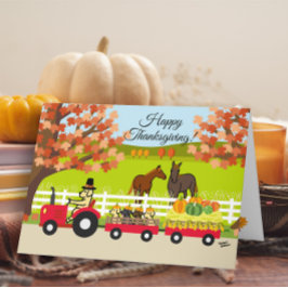 Happy Thanksgiving Labradors en Tractor Kaart