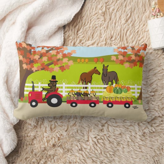 Happy Thanksgiving Labradors en Tractor Kussen (Deken)