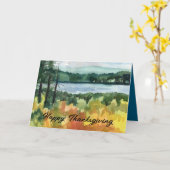 Happy Thanksgiving Lake Tahoe Herfst Waterverf Kaart (Gele Bloem)