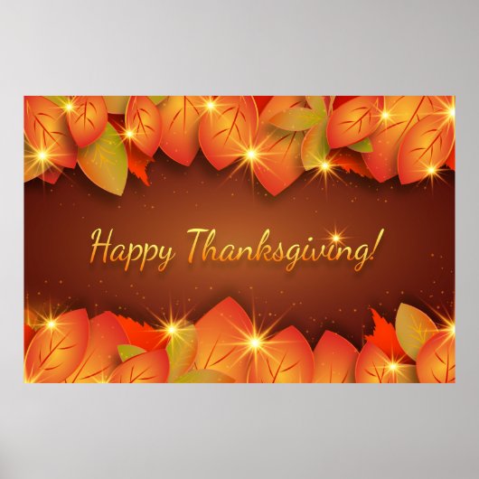 Happy Thanksgiving Leaves Poster (Voorkant)