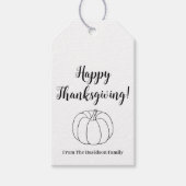Happy Thanksgiving leuke pumpkin aangepaste script Cadeaulabel (Voorkant)