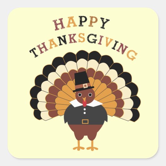 Happy Thanksgiving leuke stickers op het vierkant  (Voorkant)