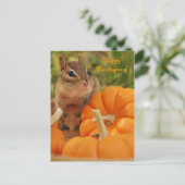 Happy Thanksgiving Little Chipmunk Briefkaart (Staand voorkant)