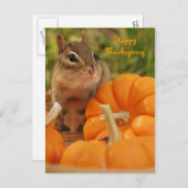 Happy Thanksgiving Little Chipmunk Briefkaart (Voorkant / Achterkant)