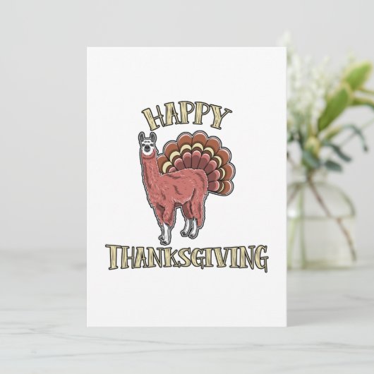 Happy Thanksgiving Llama Alpaca Turkey Fun Gift Aankondiging (Staand voorkant)