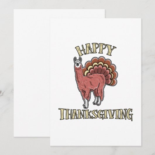 Happy Thanksgiving Llama Alpaca Turkey Fun Gift Aankondiging (Voorkant / Achterkant)