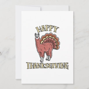 Happy Thanksgiving Llama Alpaca Turkey Fun Gift Aankondiging