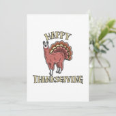 Happy Thanksgiving Llama Alpaca Turkey Fun Gift Feestdagenkaart (Staand voorkant)