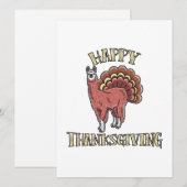Happy Thanksgiving Llama Alpaca Turkey Fun Gift Feestdagenkaart (Voorkant / Achterkant)