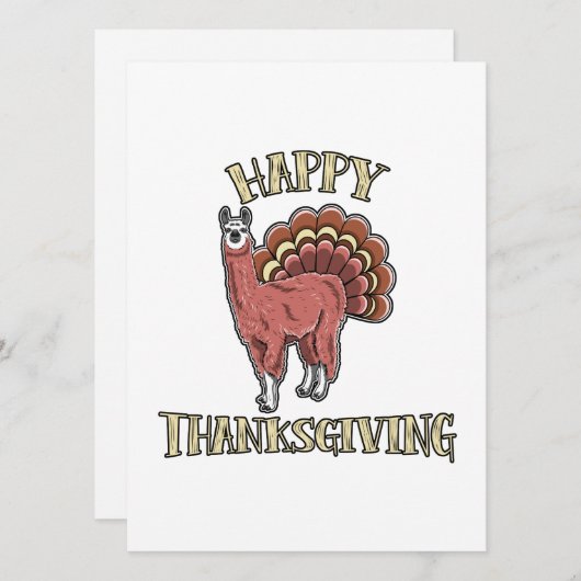 Happy Thanksgiving Llama Alpaca Turkey Fun Gift Feestdagenkaart (Voorkant / Achterkant)