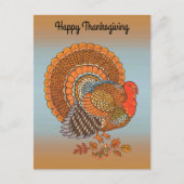  Happy Thanksgiving Male Turkey Fanned Tail Orange Briefkaart (Voorkant)