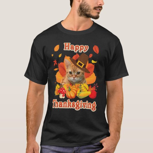 Happy Thanksgiving Manx Cat I'm Thankful For My Tu T-shirt (Voorkant)