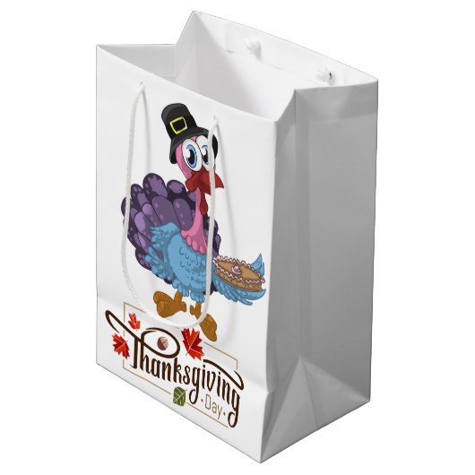 Happy Thanksgiving Medium Cadeauzakje (Voorkant Gekanteld)