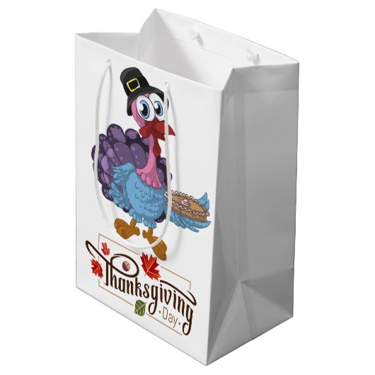 Happy Thanksgiving Medium Cadeauzakje (Achterkant Gekanteld)