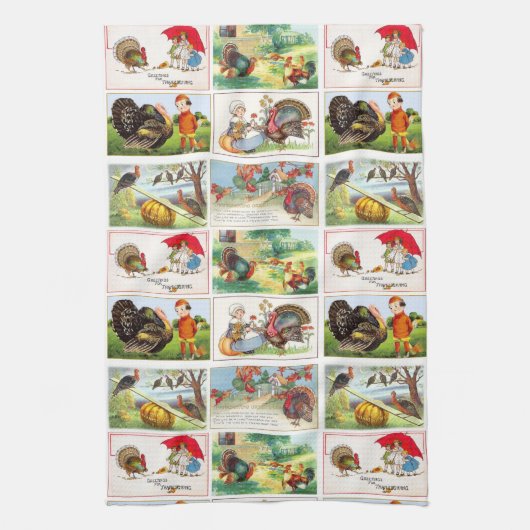 Happy Thanksgiving Medley Briefkaart Theedoek (Verticaal)