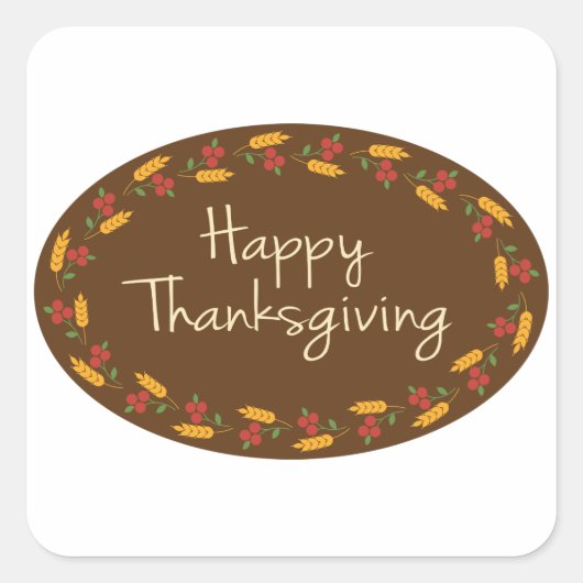 Happy Thanksgiving Message Vierkante Sticker (Voorkant)