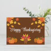 Happy Thanksgiving met bladeren, pompoenen en Turk Kaart (Staand voorkant)