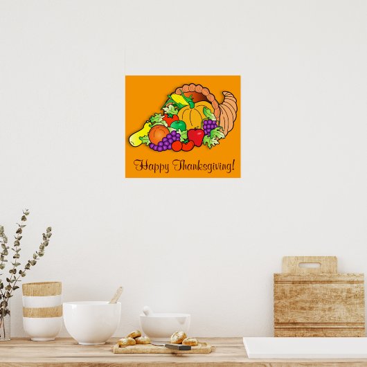 Happy Thanksgiving met Cornucopia Poster (Keuken)