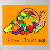 Happy Thanksgiving met Cornucopia Poster (Voorkant)