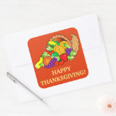 Happy Thanksgiving met Cornucopia Vierkante Sticker (Envelop)