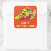Happy Thanksgiving met Cornucopia Vierkante Sticker (Tas)
