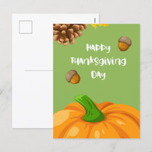 Happy Thanksgiving met Cute Pumpkin en Pine Feestdagenkaart