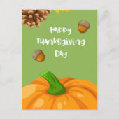 Happy Thanksgiving met Cute Pumpkin en Pine Feestdagenkaart (Voorkant)