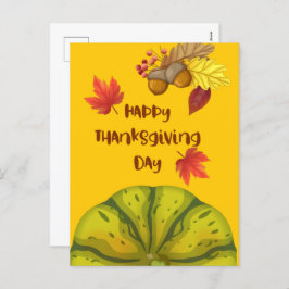 Happy Thanksgiving met Cute Pumpkin en Pine Feestdagenkaart