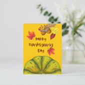 Happy Thanksgiving met Cute Pumpkin en Pine Feestdagenkaart (Staand voorkant)