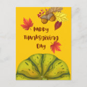 Happy Thanksgiving met Cute Pumpkin en Pine Feestdagenkaart (Voorkant)