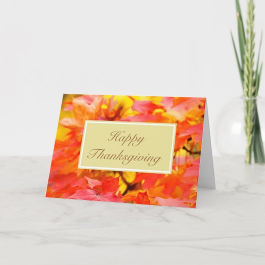 Happy Thanksgiving met herfst laat aangepaste teks Feestdagen Kaart (Voorkant)