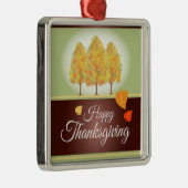 Happy Thanksgiving met Herfst Trees Metalen Ornament (Rechts)