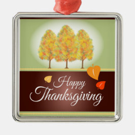 Happy Thanksgiving met Herfst Trees Metalen Ornament