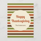 Happy Thanksgiving met naam Herfst Kleuren Strepen Briefkaart (Voorkant)