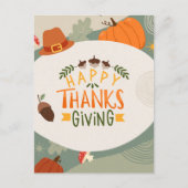 Happy Thanksgiving met Pet, Pompoen en Pine Feestdagenkaart (Voorkant)