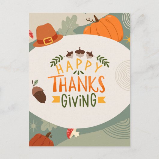 Happy Thanksgiving met Pet, Pompoen en Pine Feestdagenkaart (Voorkant)