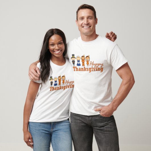 Happy Thanksgiving met Pilgrim Native American T-shirt (Unisex)