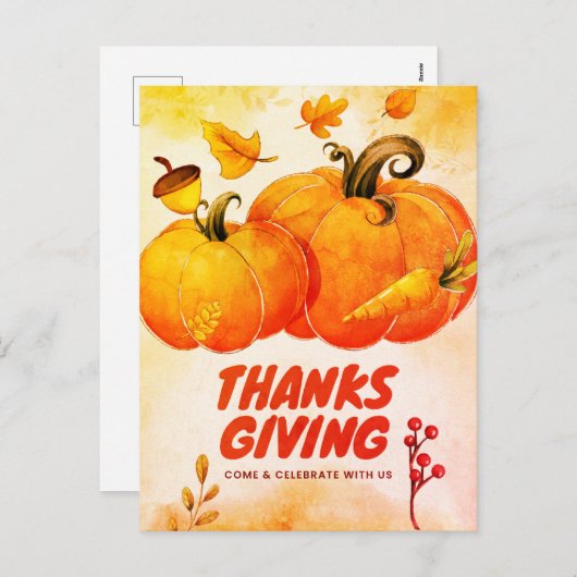 Happy Thanksgiving met pomkin en Leaves Herfst Feestdagenkaart (Voorkant / Achterkant)