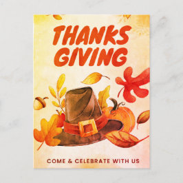 Happy Thanksgiving met Pumpkin en Leaves Herfst Ho Feestdagenkaart