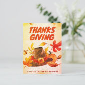 Happy Thanksgiving met Pumpkin en Leaves Herfst Ho Feestdagenkaart (Staand voorkant)