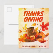 Happy Thanksgiving met Pumpkin en Leaves Herfst Ho Feestdagenkaart (Voorkant / Achterkant)